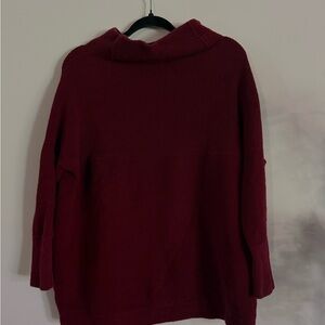 Free People Deep Red Cowl Neck Sweater